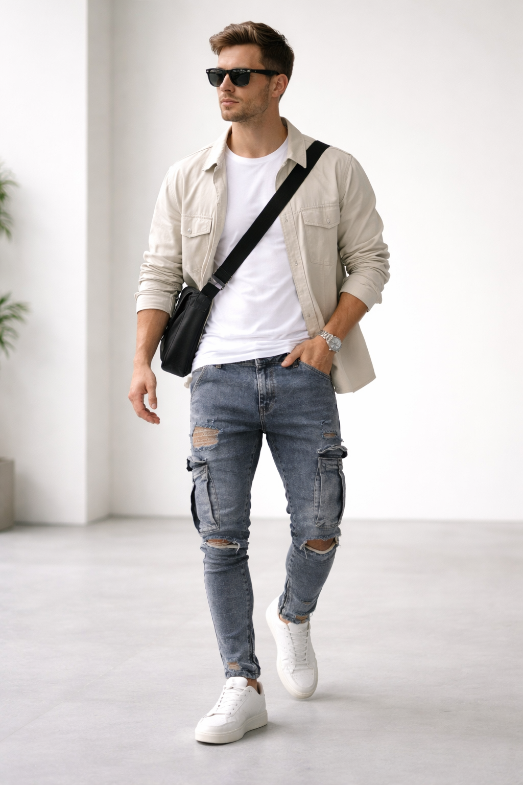 Męskie Jeansy Slim Fit z Elastycznego Denimu