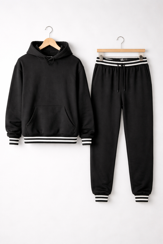 Strukturalny Komplet z Bluzą z Kapturem i Spodniami Jogger