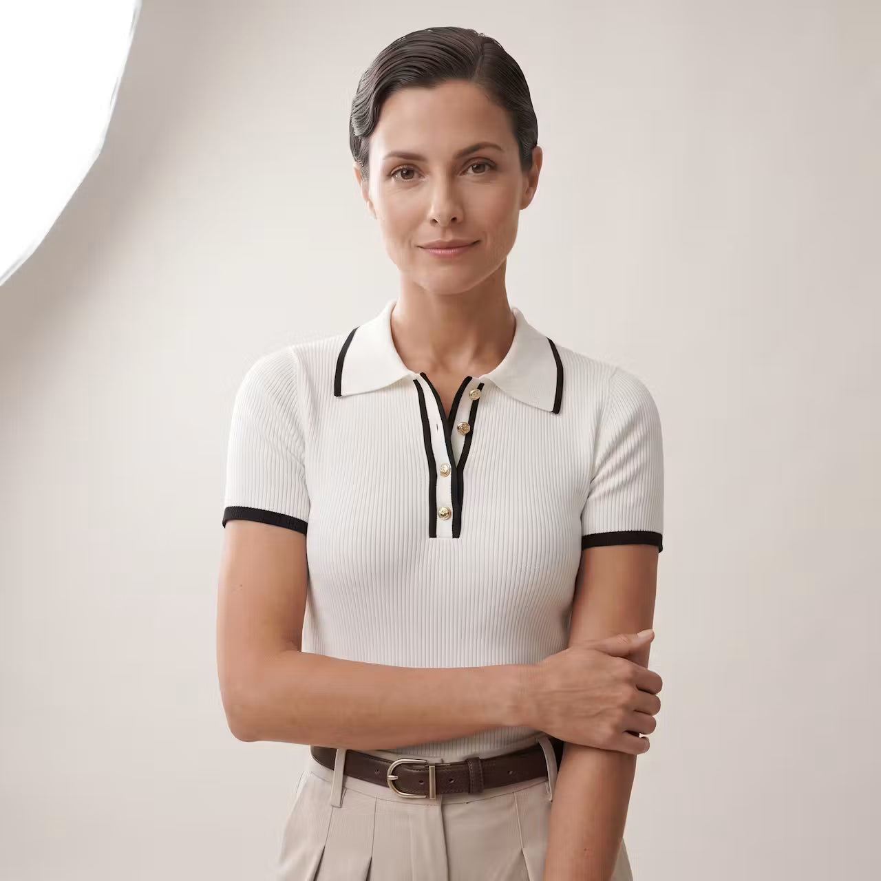 Nadia dzianinowe polo z kontrastowym wykończeniem