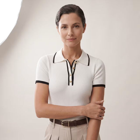 Nadia dzianinowe polo z kontrastowym wykończeniem