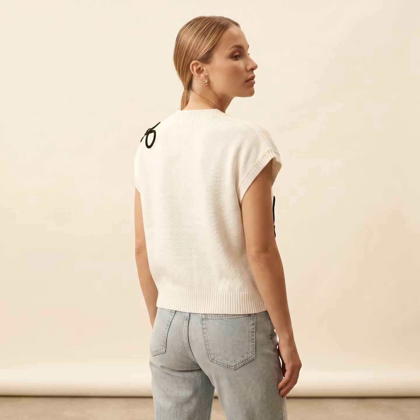 Dzianinowy Top Fleur Outline