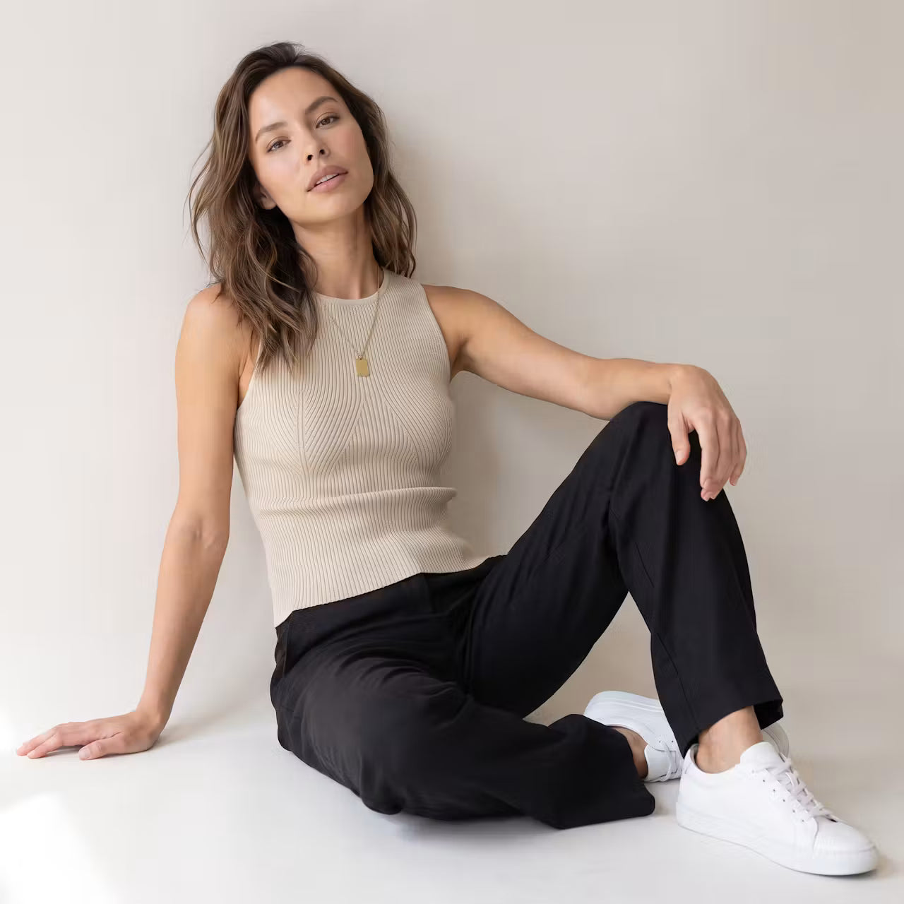 Maja prążkowany top bez rękawów