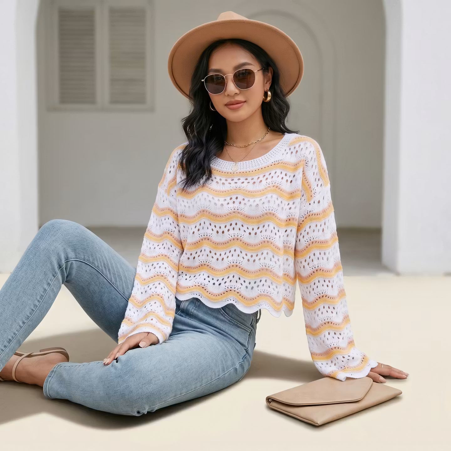 Dzianinowy Sweter Capri Wave