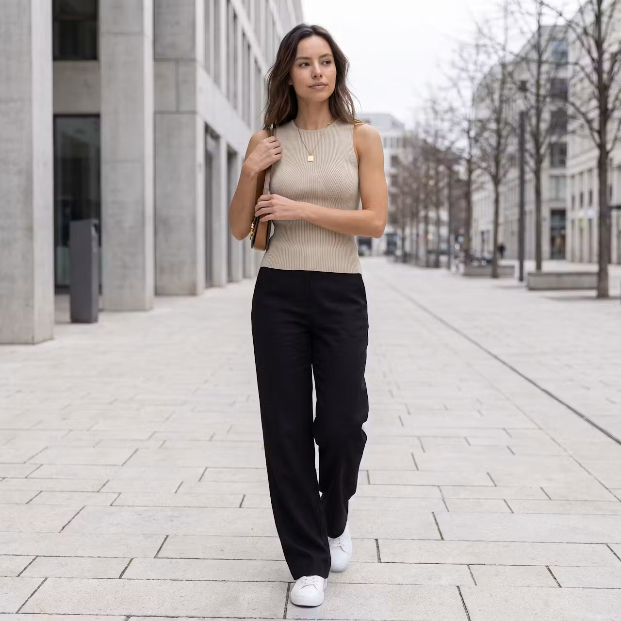 Maja prążkowany top bez rękawów
