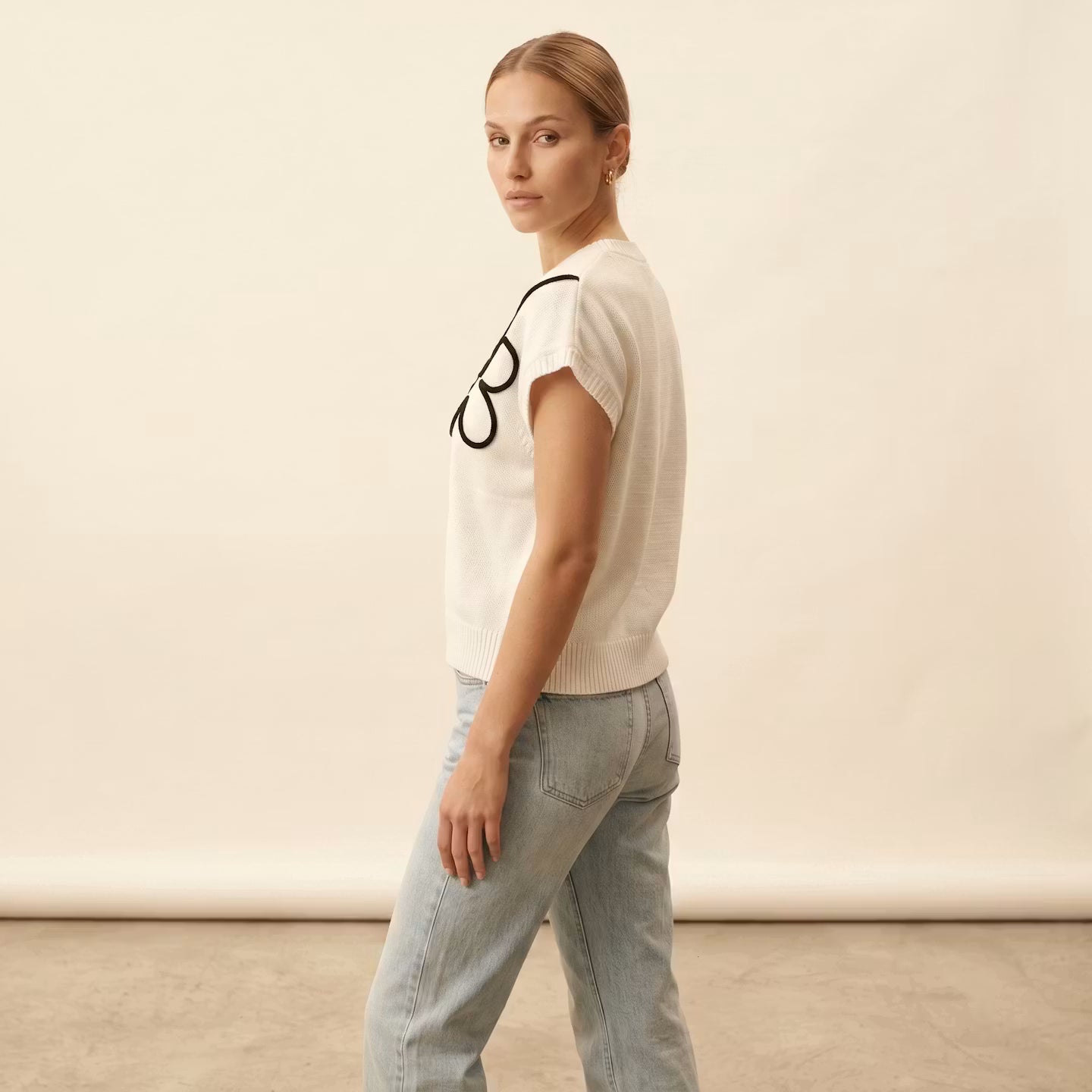 Dzianinowy Top Fleur Outline
