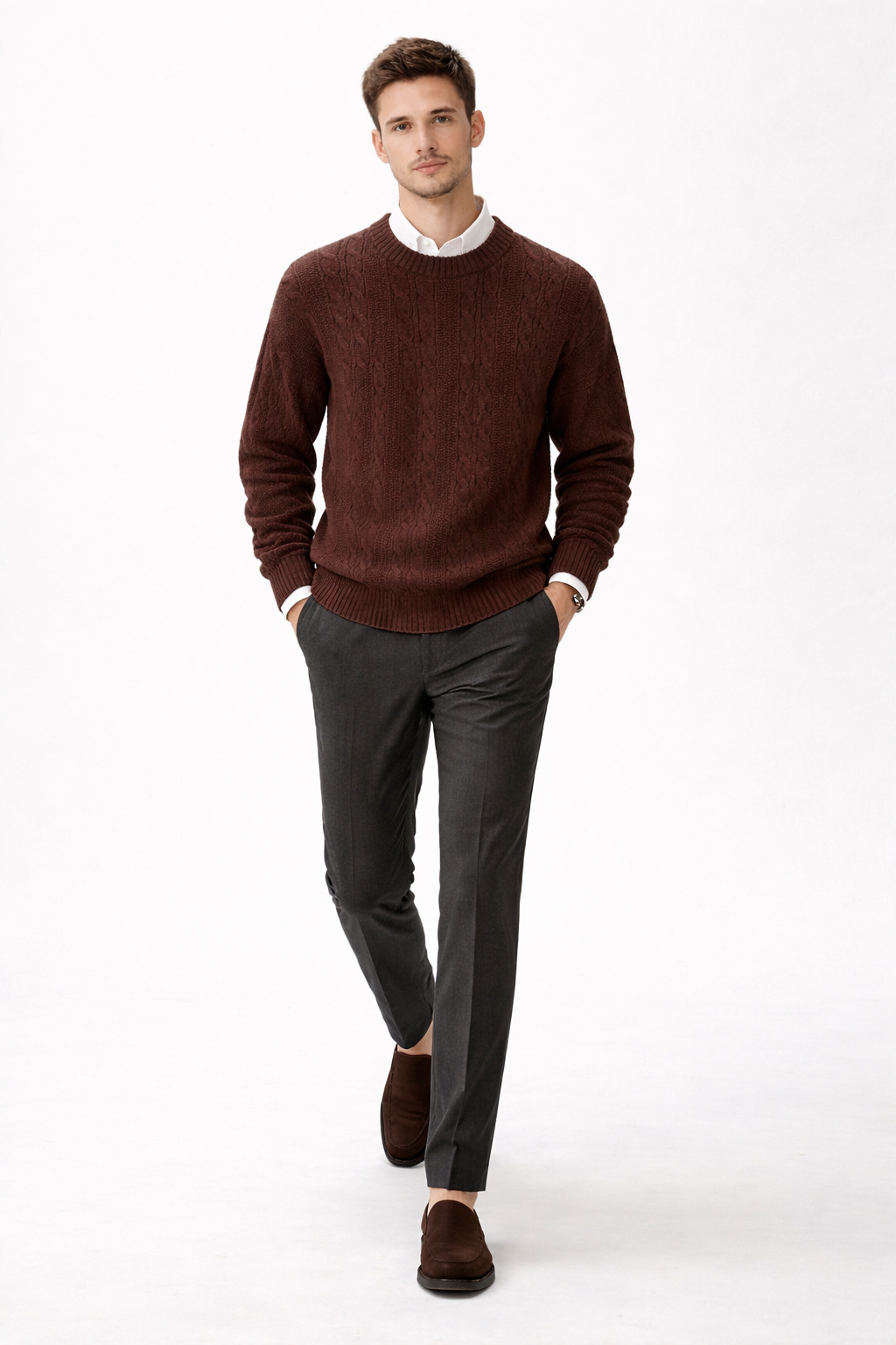 Dzianinowy Sweter z Warkoczem