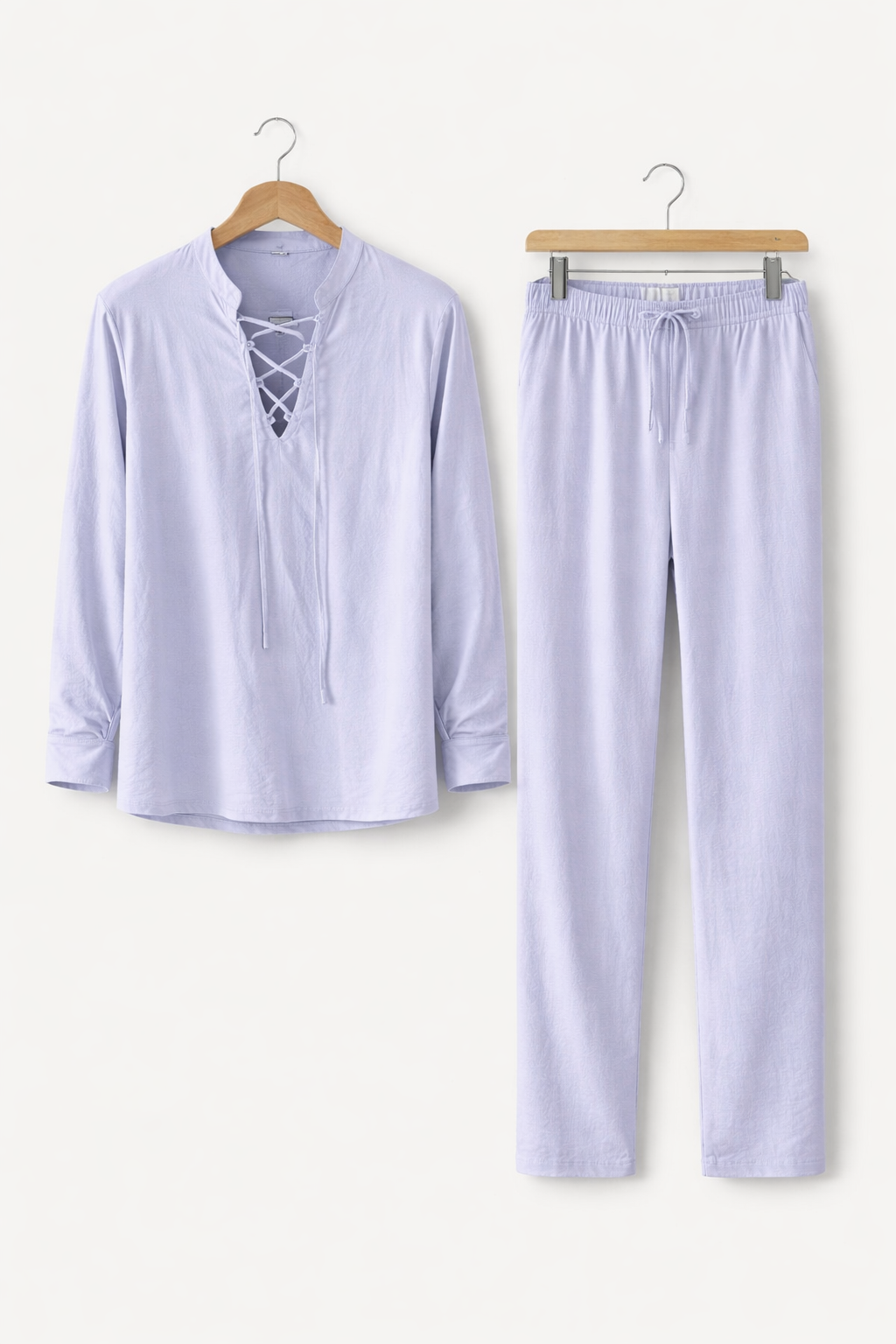 Teksturowany Komplet z Koszulą Wiązaną i Spodniami