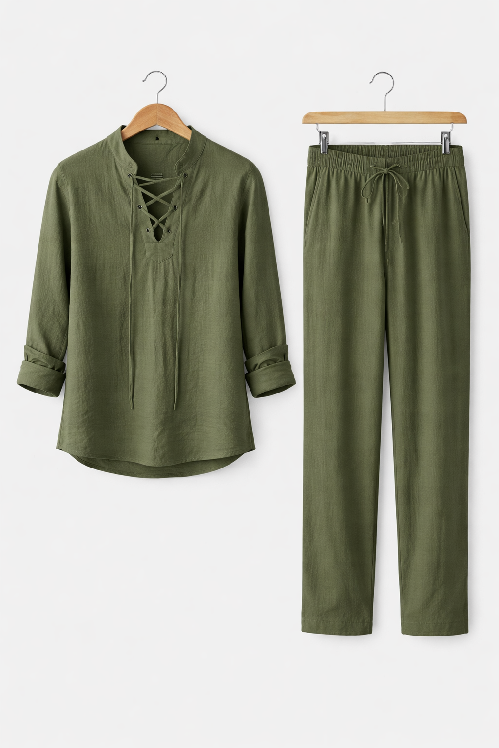 Teksturowany Komplet z Koszulą Wiązaną i Spodniami