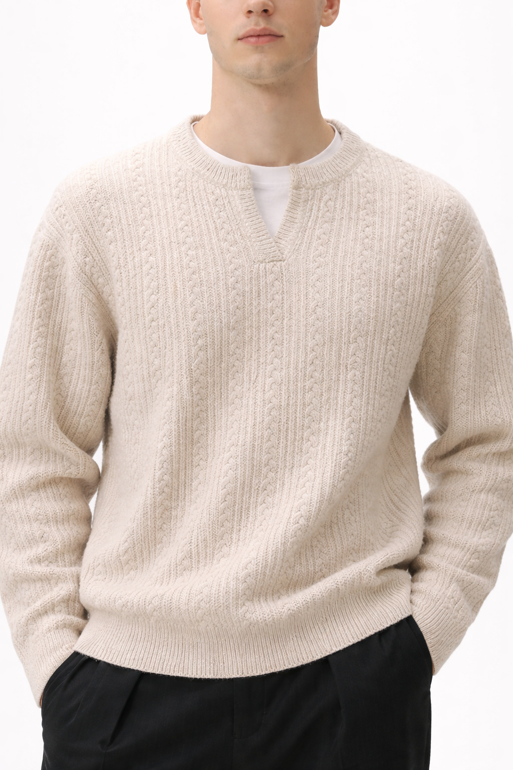 Dzianinowy Sweter z Rozcięciem