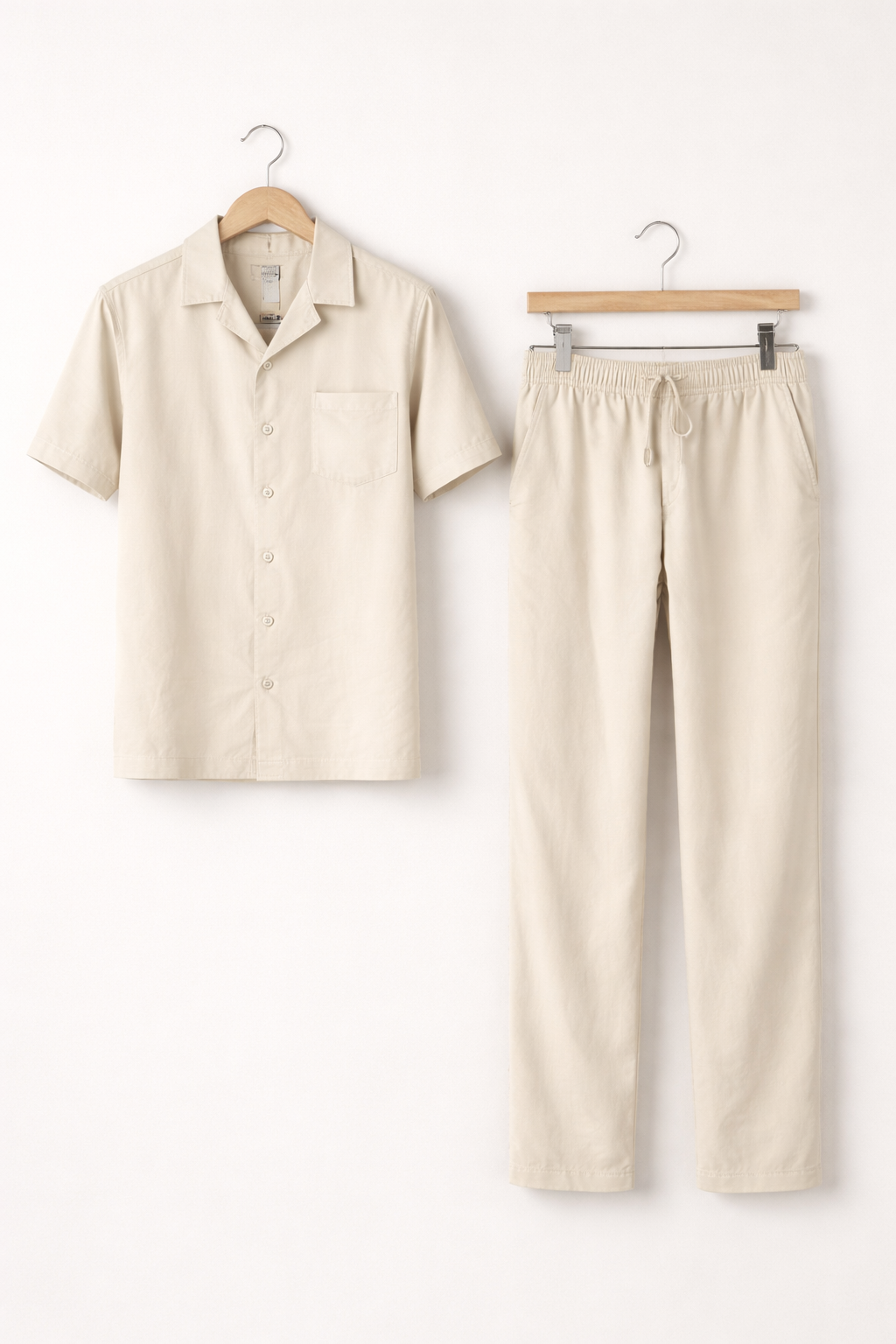 Teksturowany Komplet z Koszulą z Krótkim Rękawem i Szerokimi Spodniami