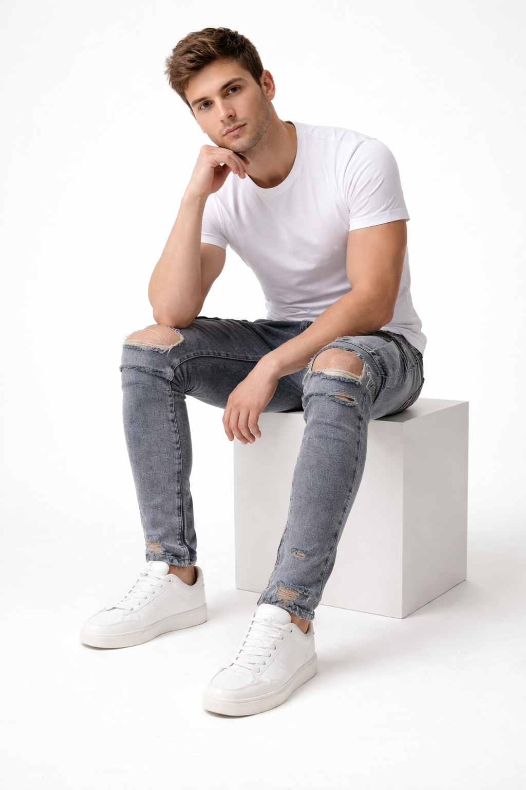 Męskie Jeansy Slim Fit z Elastycznego Denimu
